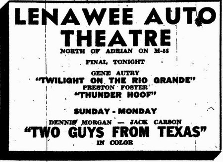 Lenawee Drive-In Theatre - Old Ad From Michigan Drive-Ins